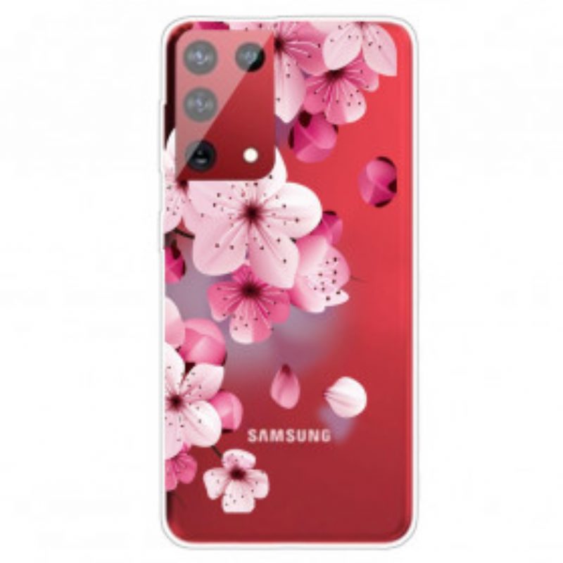 Telefoonhoesje voor Samsung Galaxy S21 Ultra 5G Kleine Roze Bloemen