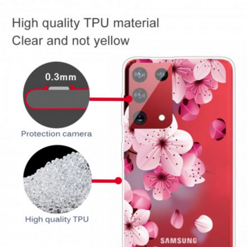 Telefoonhoesje voor Samsung Galaxy S21 Ultra 5G Kleine Roze Bloemen