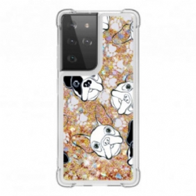 Telefoonhoesje voor Samsung Galaxy S21 Ultra 5G Mr Dog Pailletten