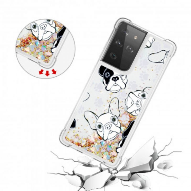 Telefoonhoesje voor Samsung Galaxy S21 Ultra 5G Mr Dog Pailletten