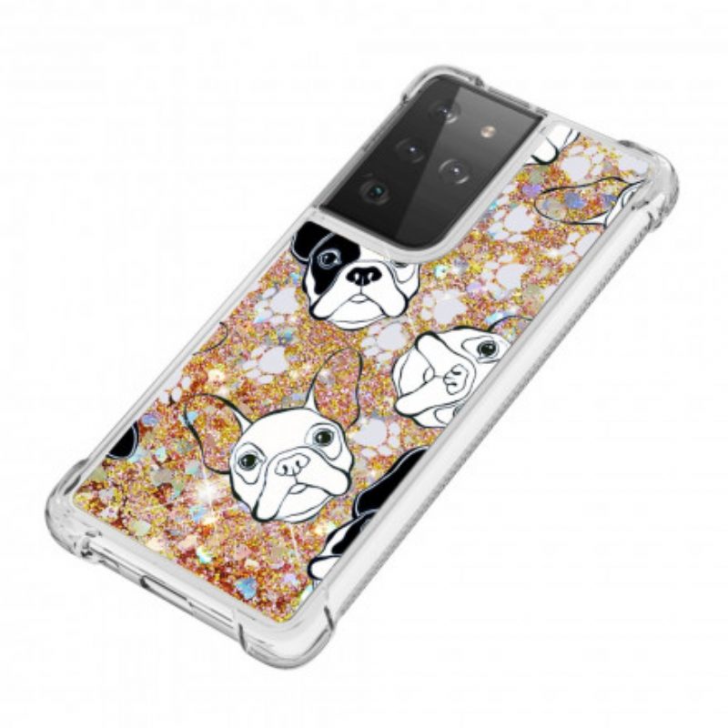 Telefoonhoesje voor Samsung Galaxy S21 Ultra 5G Mr Dog Pailletten