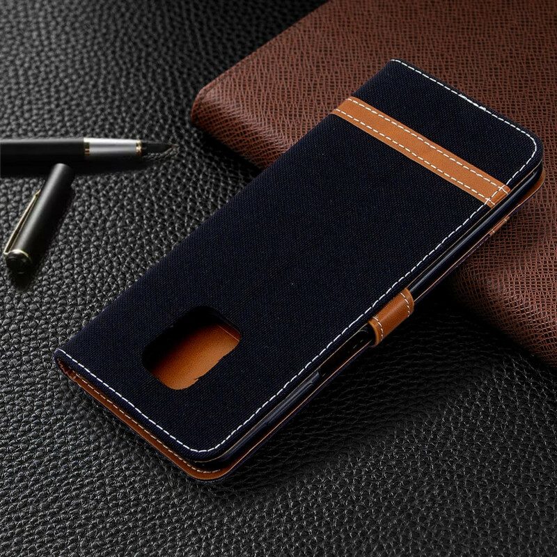 Flip Case voor Xiaomi Redmi Note 9S / 9 Pro Met Ketting Band Van Stof En Leereffect