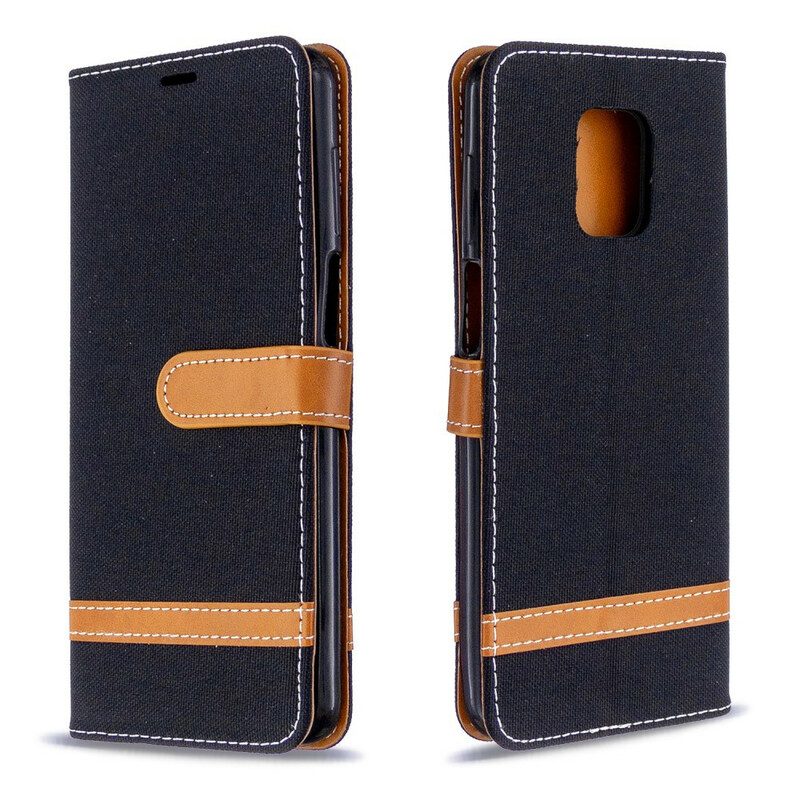 Flip Case voor Xiaomi Redmi Note 9S / 9 Pro Met Ketting Band Van Stof En Leereffect