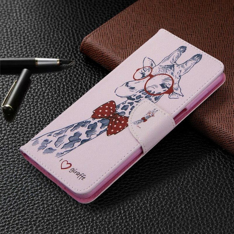 Flip Case voor Xiaomi Redmi Note 9S / 9 Pro Slimme Giraf