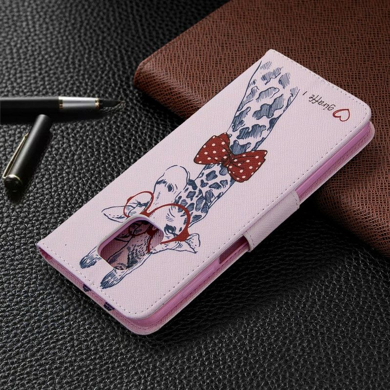 Flip Case voor Xiaomi Redmi Note 9S / 9 Pro Slimme Giraf