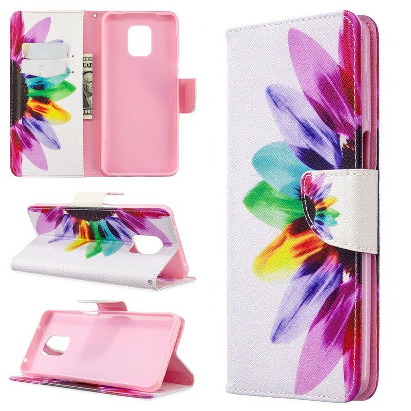 Flip Case voor Xiaomi Redmi Note 9S / 9 Pro Waterverf Bloem