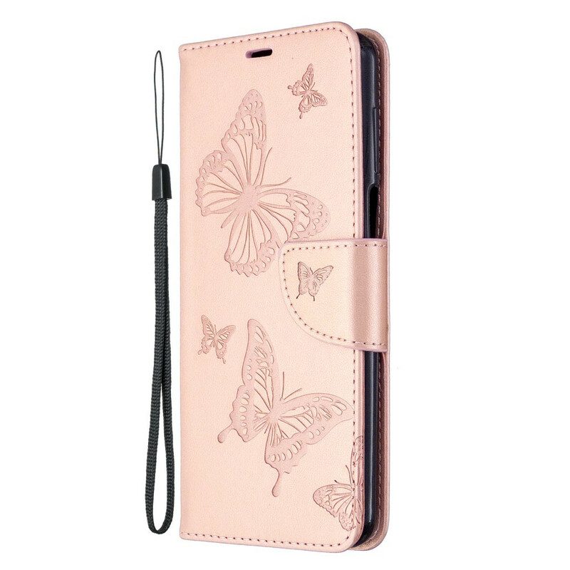 Folio-hoesje voor Xiaomi Redmi Note 9S / 9 Pro Met Ketting String Vlinders