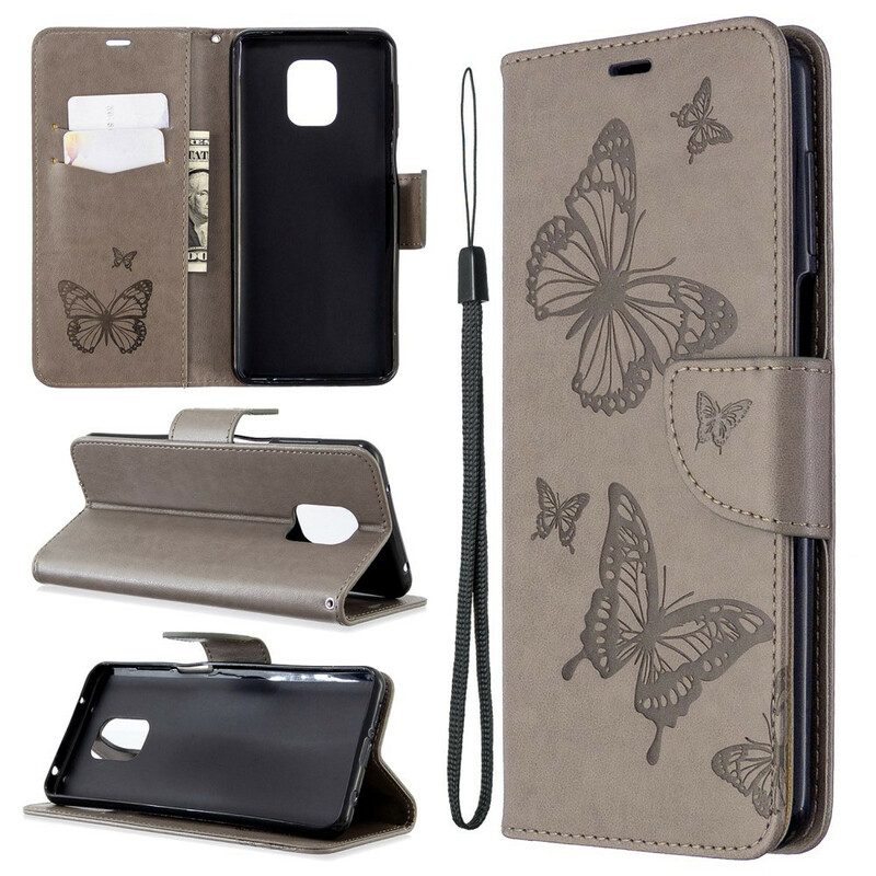 Folio-hoesje voor Xiaomi Redmi Note 9S / 9 Pro Met Ketting String Vlinders