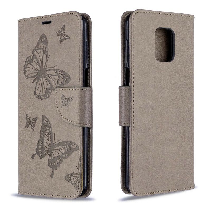 Folio-hoesje voor Xiaomi Redmi Note 9S / 9 Pro Met Ketting String Vlinders