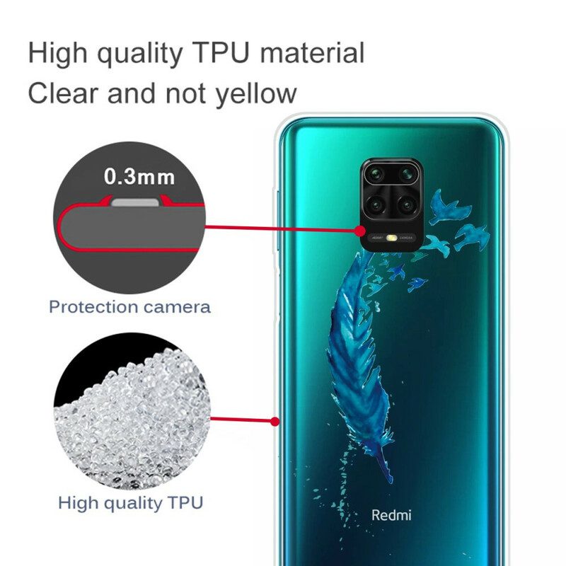 Hoesje voor Xiaomi Redmi Note 9S / 9 Pro Mooie Blauwe Veer