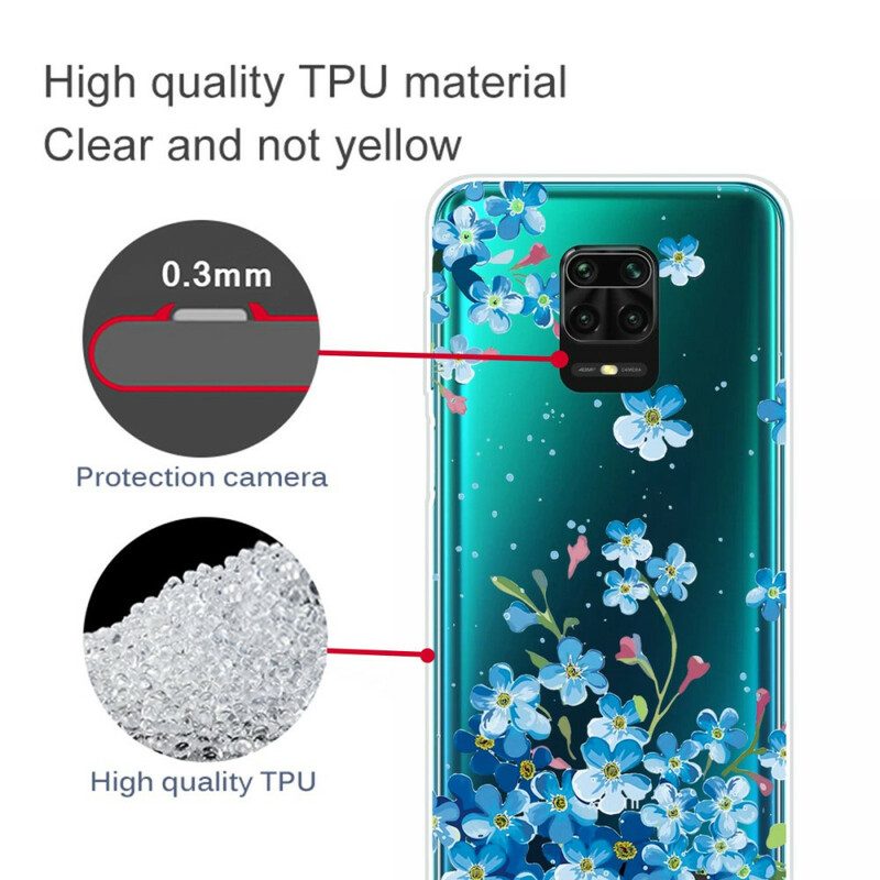 Telefoonhoesje voor Xiaomi Redmi Note 9S / 9 Pro Blauwe Bloemen