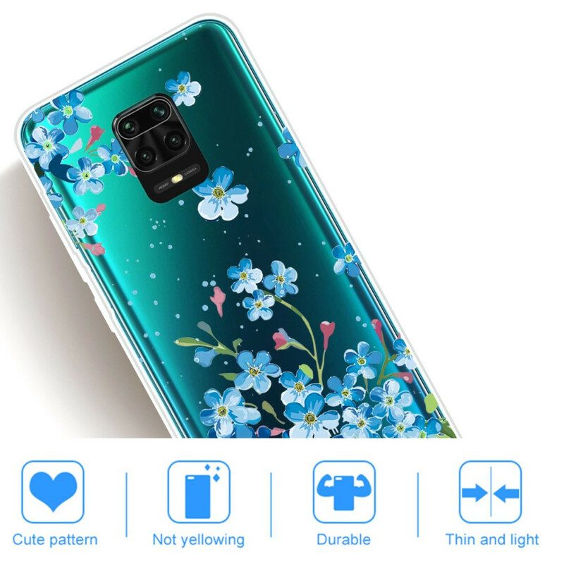 Telefoonhoesje voor Xiaomi Redmi Note 9S / 9 Pro Blauwe Bloemen