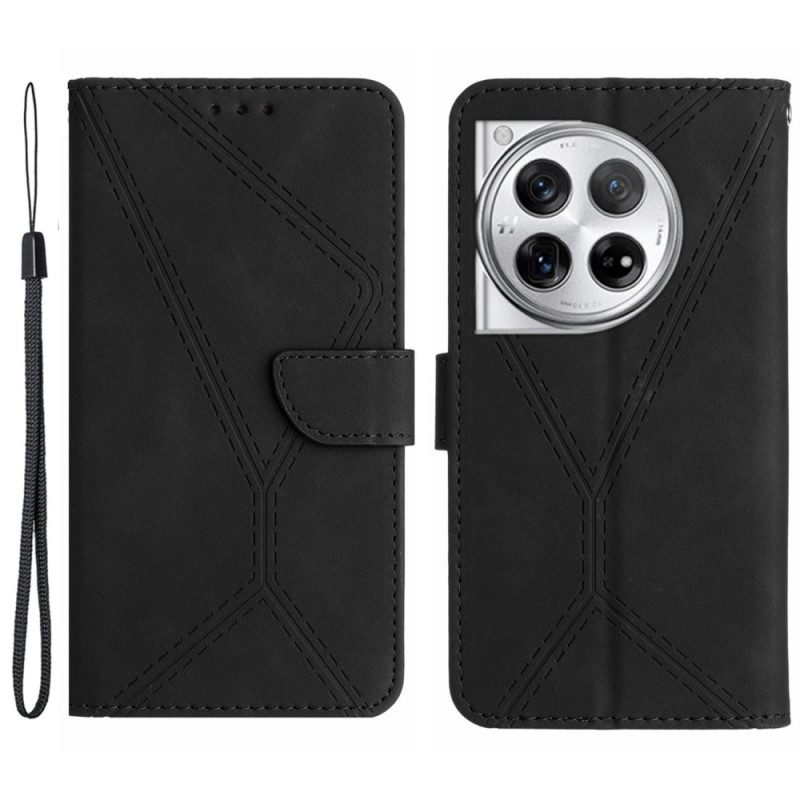 Flip Case Leren Oneplus 12r Lijnen En Punten