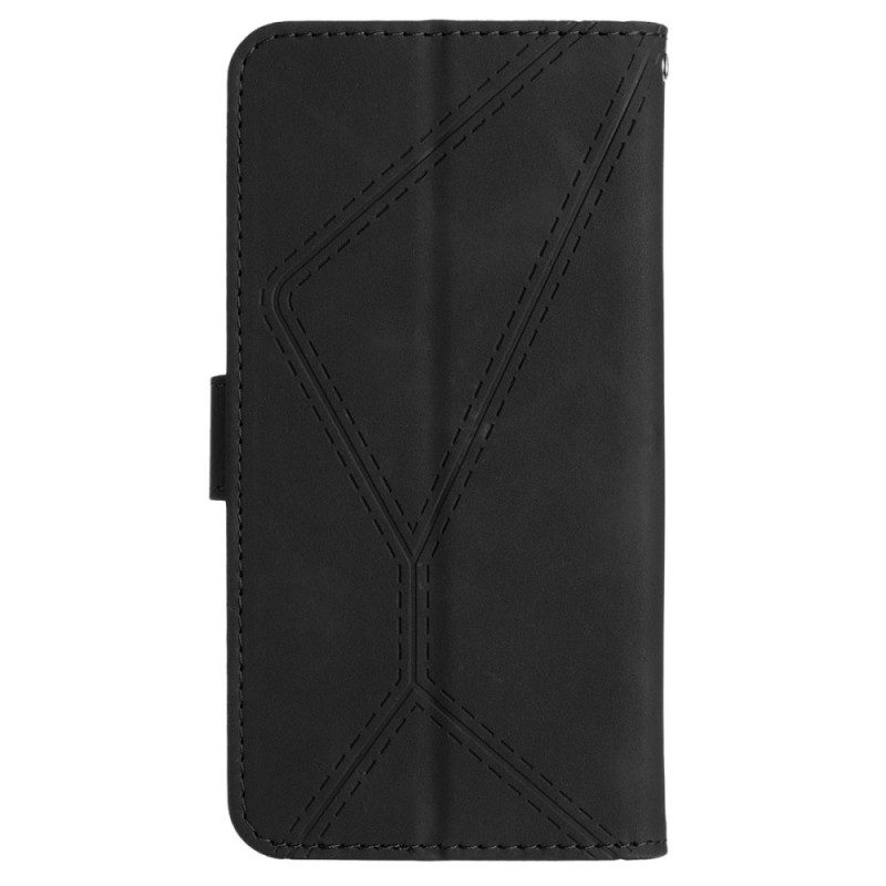 Flip Case Leren Oneplus 12r Lijnen En Punten