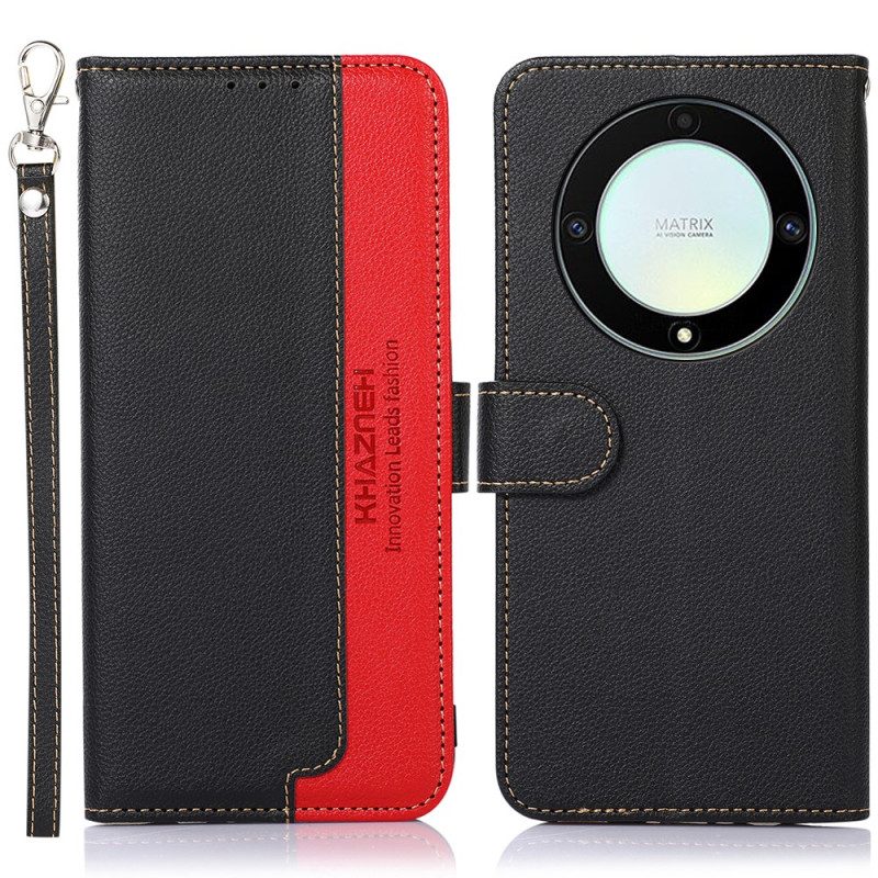 Folio-hoesje voor Honor Magic 5 Lite Lychee-stijl Rfid Khazneh