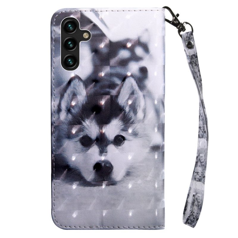 Flip Case voor Samsung Galaxy A14 / A14 5G Met Ketting String Husky