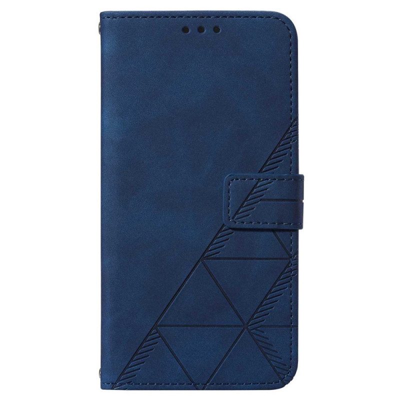 Folio-hoesje voor Samsung Galaxy A14 / A14 5G Driehoeken Met Lanyard