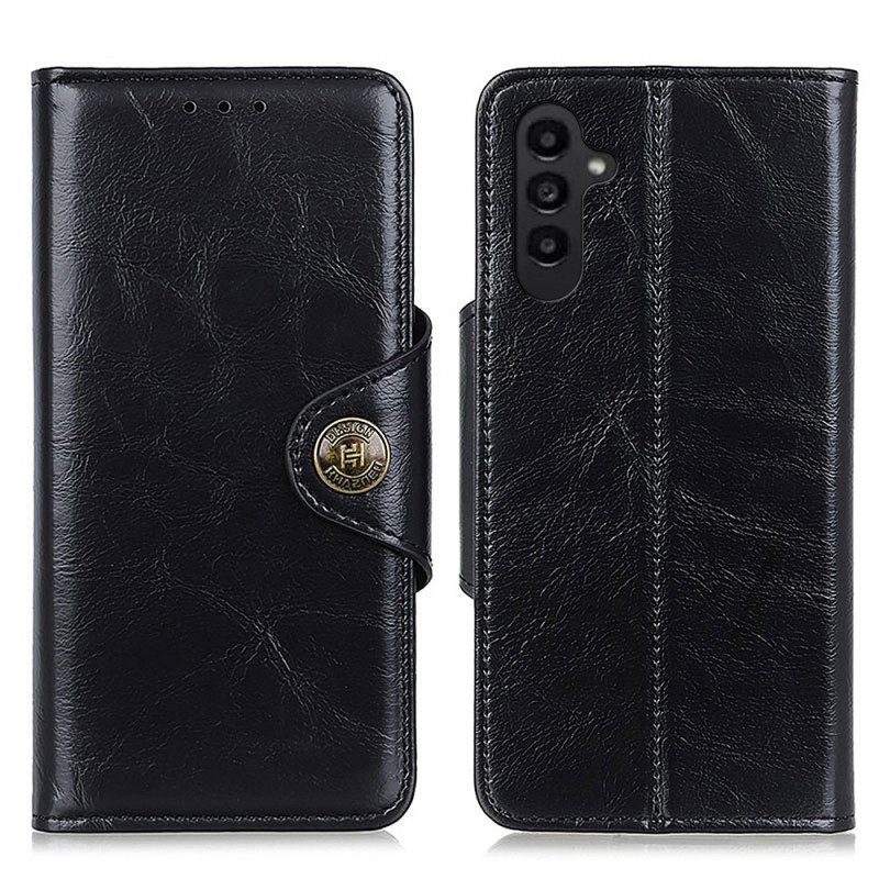 Folio-hoesje voor Samsung Galaxy A14 / A14 5G Imitatielakleer Met Knoop