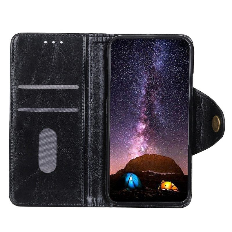 Folio-hoesje voor Samsung Galaxy A14 / A14 5G Imitatielakleer Met Knoop