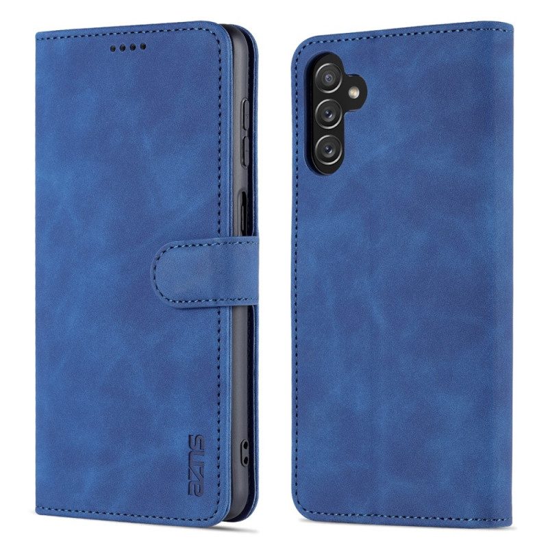 Folio-hoesje voor Samsung Galaxy A14 / A14 5G Klassiek Leereffect Azns