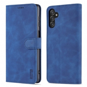 Folio-hoesje voor Samsung Galaxy A14 / A14 5G Klassiek Leereffect Azns