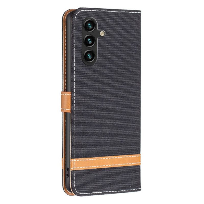 Folio-hoesje voor Samsung Galaxy A14 / A14 5G Met Ketting Band Van Stof En Leereffect