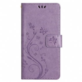 Folio-hoesje voor Samsung Galaxy A14 / A14 5G Met Ketting Bloemen String Kat