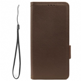 Folio-hoesje voor Samsung Galaxy A14 / A14 5G Met Ketting Strappy Litchi Lederen Stijl