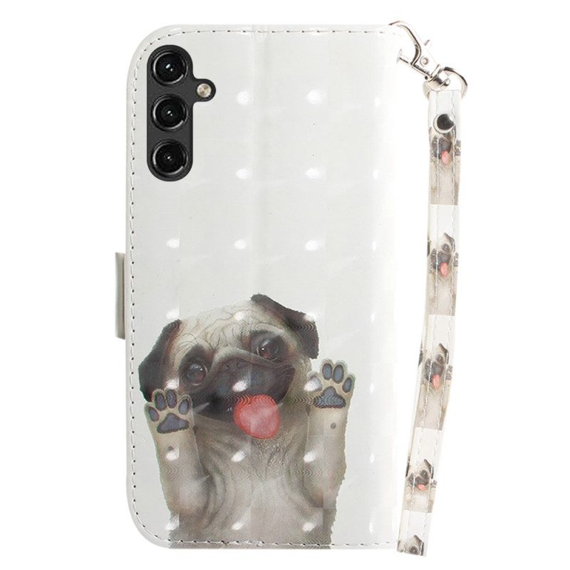 Folio-hoesje voor Samsung Galaxy A14 / A14 5G Met Ketting String Hond