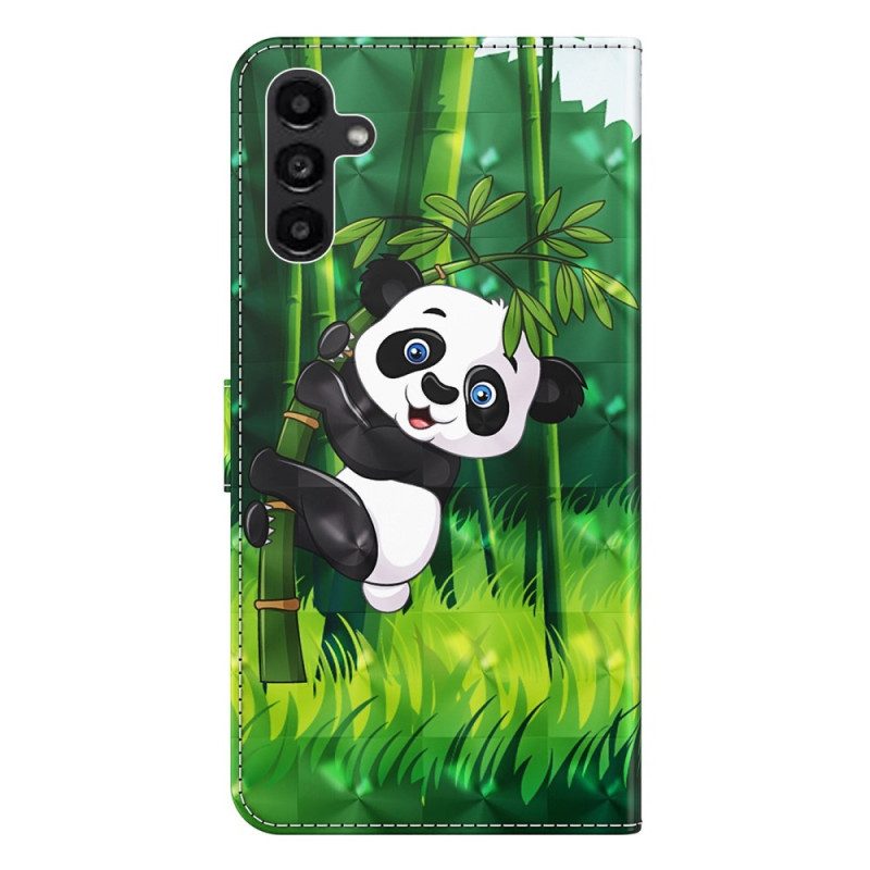 Folio-hoesje voor Samsung Galaxy A14 / A14 5G Panda Love Met Sleutelkoord