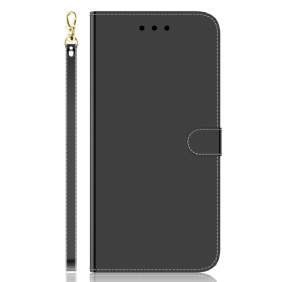 Folio-hoesje voor Samsung Galaxy A14 / A14 5G Spiegel En Lanyard