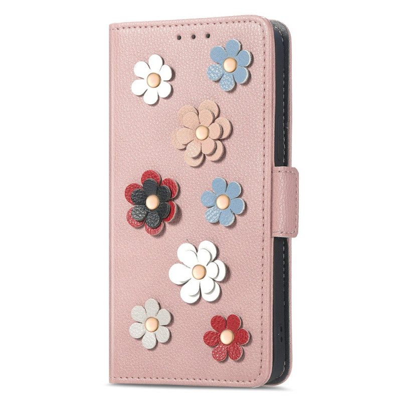 Folio-hoesje voor Samsung Galaxy A14 / A14 5G Strappy Litchi Lederen Stijl