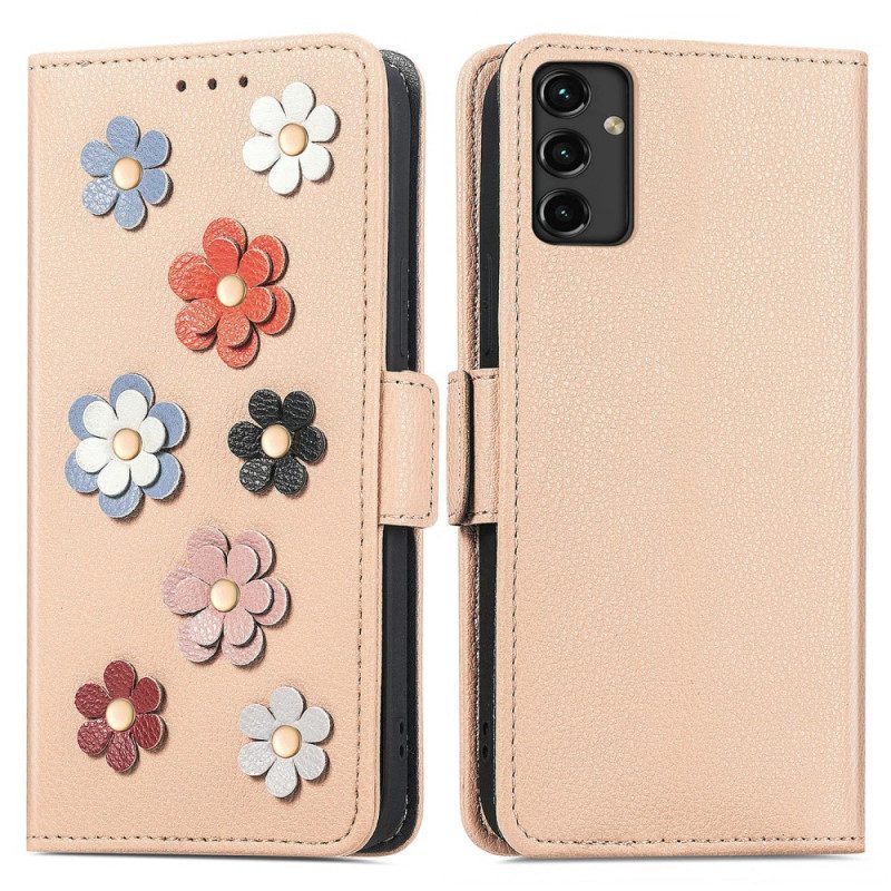 Folio-hoesje voor Samsung Galaxy A14 / A14 5G Strappy Litchi Lederen Stijl