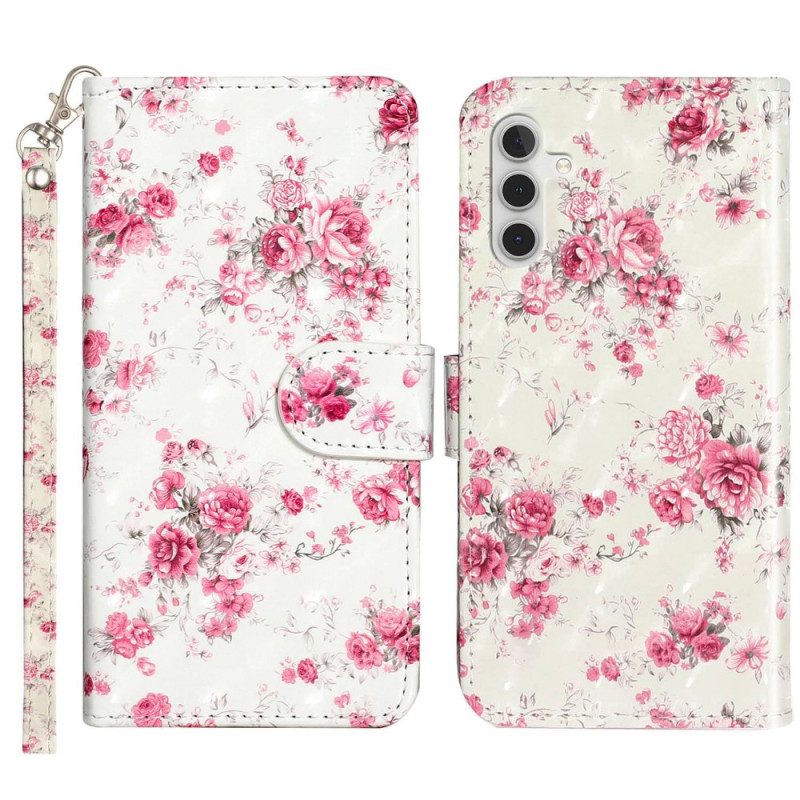 Leren Hoesje voor Samsung Galaxy A14 / A14 5G Met Ketting Strakke Mandala