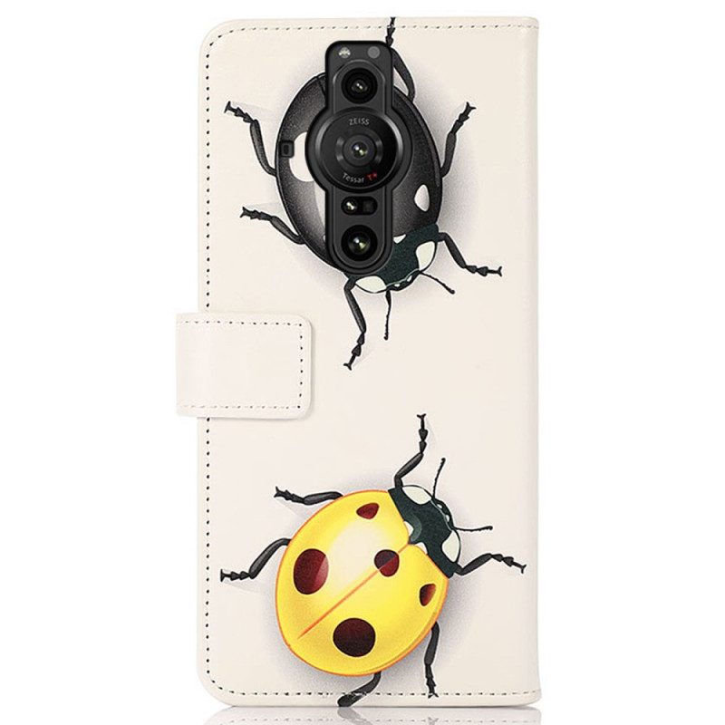 Leren Hoesje voor Sony Xperia Pro-I Lieveheersbeestjes