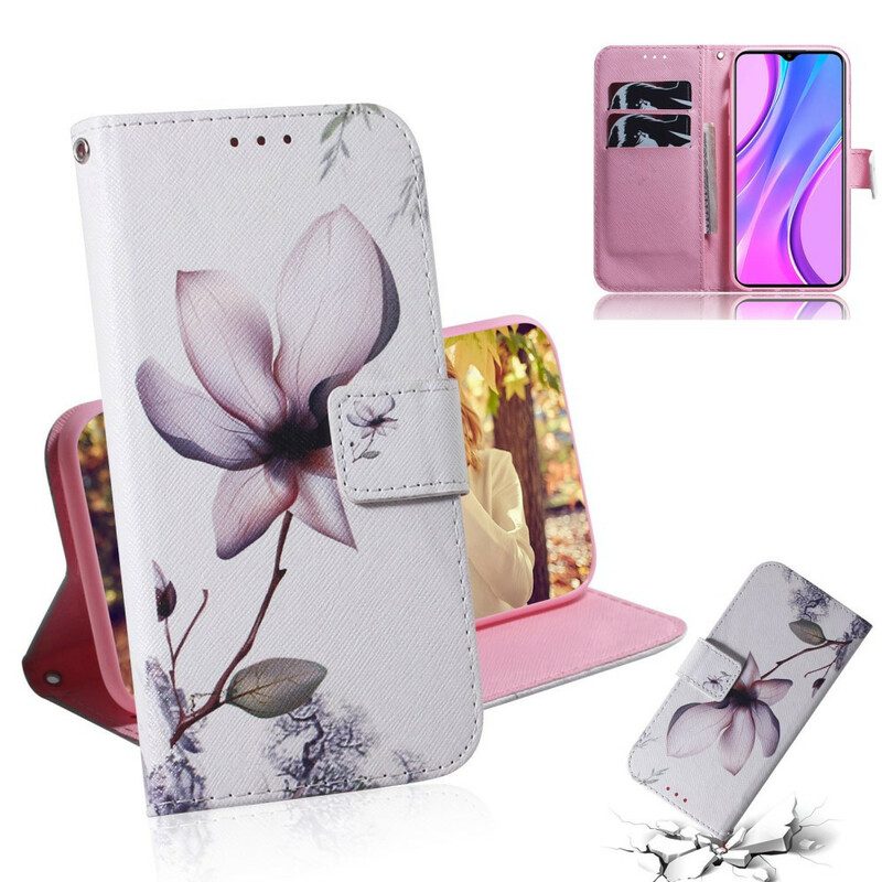 Flip Case voor Xiaomi Redmi 9 Bloem Stoffig Roze