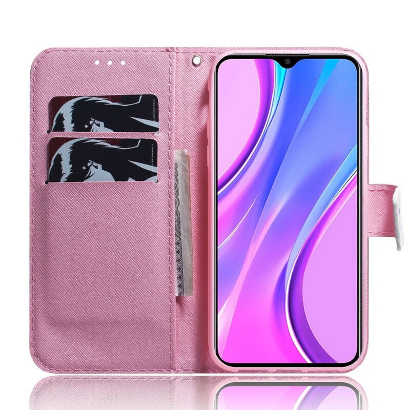 Flip Case voor Xiaomi Redmi 9 Bloem Stoffig Roze