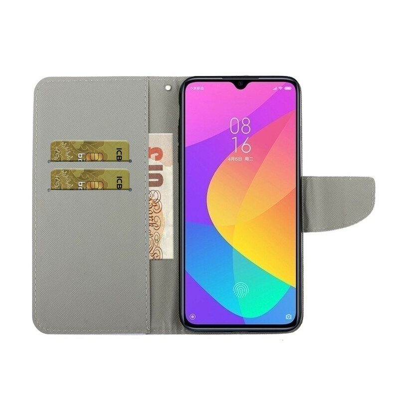 Flip Case voor Xiaomi Redmi 9 Met Ketting Strakke Struik