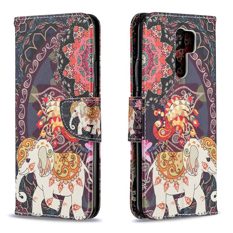 Folio-hoesje voor Xiaomi Redmi 9 Indische Olifanten