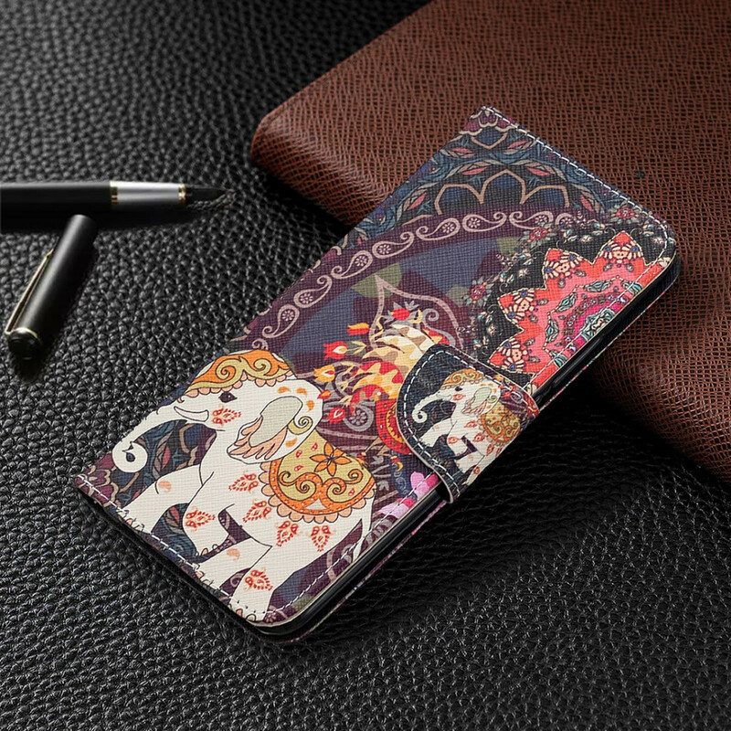 Folio-hoesje voor Xiaomi Redmi 9 Indische Olifanten