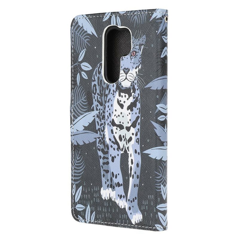 Folio-hoesje voor Xiaomi Redmi 9 Met Ketting Luipaard Met Bandjes