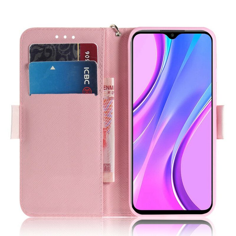 Folio-hoesje voor Xiaomi Redmi 9 Met Ketting Pompoen Met Bandjes