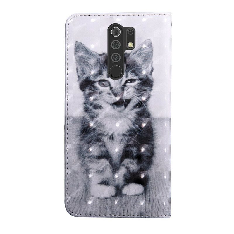 Folio-hoesje voor Xiaomi Redmi 9 Zwart-witte Kat