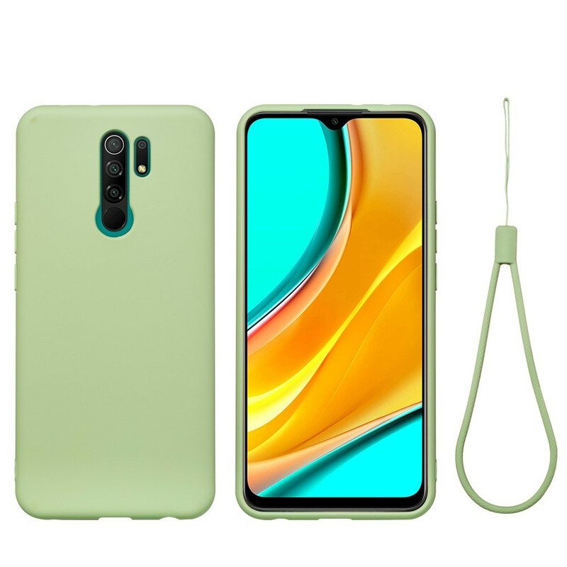 Hoesje voor Xiaomi Redmi 9 Vloeibare Siliconen Met Sleutelkoord