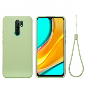 Hoesje voor Xiaomi Redmi 9 Vloeibare Siliconen Met Sleutelkoord