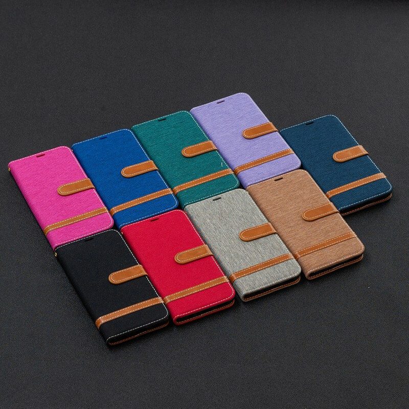 Leren Hoesje voor Xiaomi Redmi 9 Met Ketting Band Van Stof En Leereffect