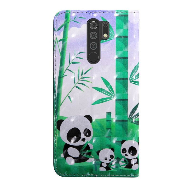 Leren Hoesje voor Xiaomi Redmi 9 Panda-familie