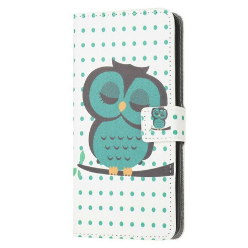 Leren Hoesje voor Xiaomi Redmi 9 Slapende Uil