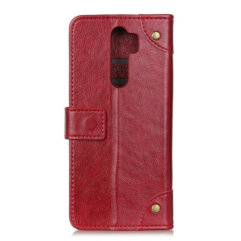 Leren Hoesje voor Xiaomi Redmi 9 Stijl Nappa Lederen Vintage Klinknagels