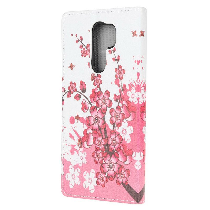 Leren Hoesje voor Xiaomi Redmi 9 Tropische Bloemen